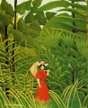 mujer vestida de rojo en el bosque Henri Rousseau Postimpresionismo Primitivismo ingenuo